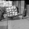 Pushing sacks of Italian potatoes, 5 May 1955