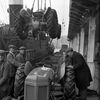 Tractors being hoisted from Quay at Z Shed