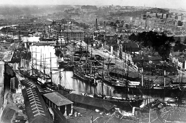 View from St Mary Redcliffe Tower across City Docks, 1871