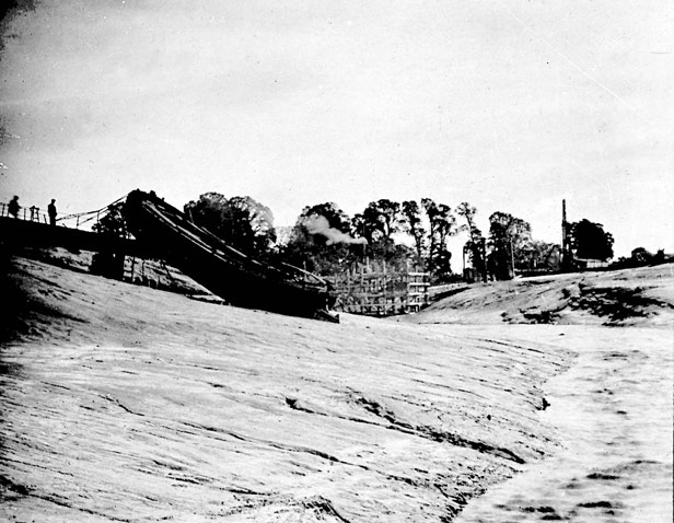 Barge Grounded at Rownham, c. 1900