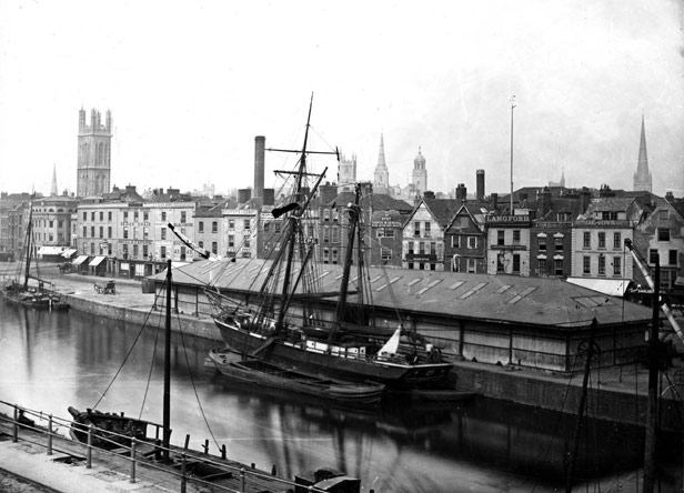 Transit shed, Narrow Quay, 1870s