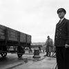 Foreman (A. Harris supervising railway wagon capstan operation, September 1958
