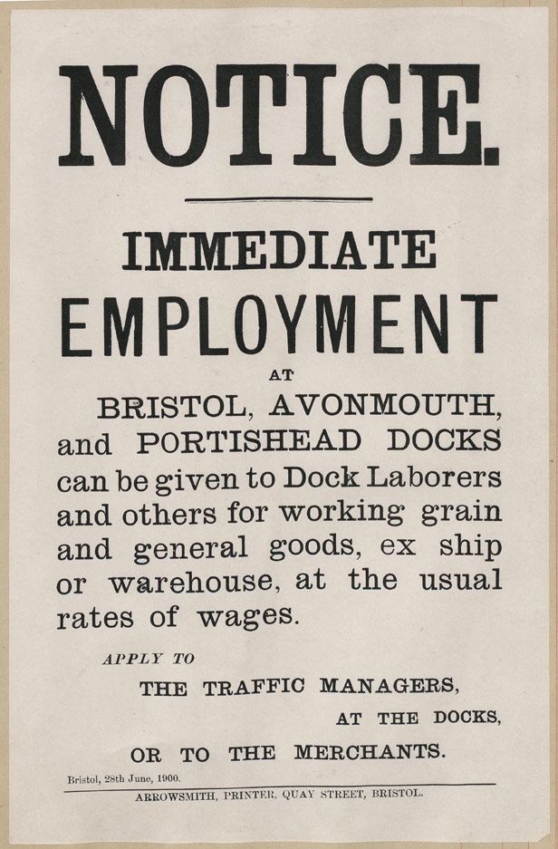 Bristol Docks Immediate Employment Notice