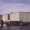 Huge concrete warehouses for tobacco on Canons Marsh