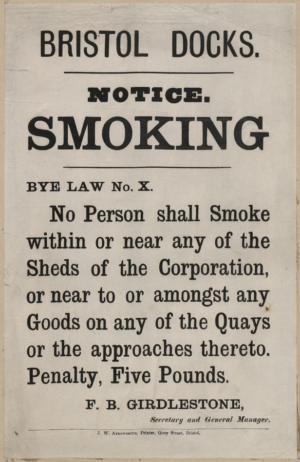 Bristol Docks Notice No Smoking